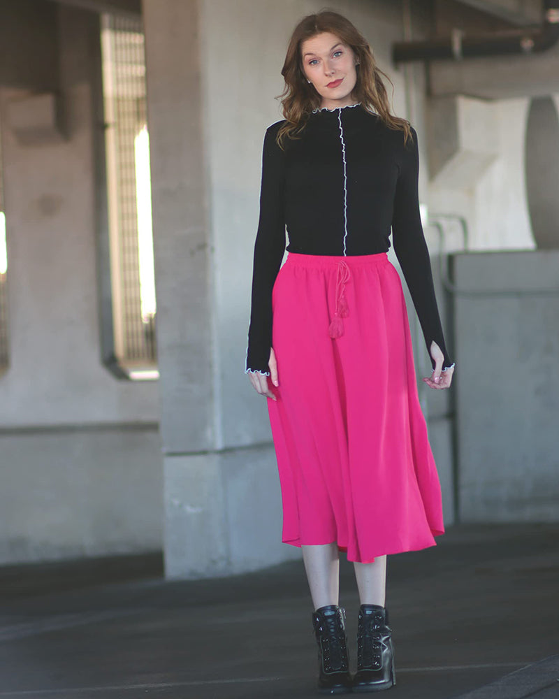 High Waisted Flowy Elastic Skirts , Lightweight Long Skirts - Zeagoo (Us Only)