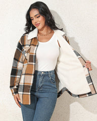 Lapel Plus Velvet Thick Plaid Jacket Wool Teddy Coat