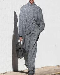 Casual Lapel Cardigan Turtleneck Knitted Three-piece Sets