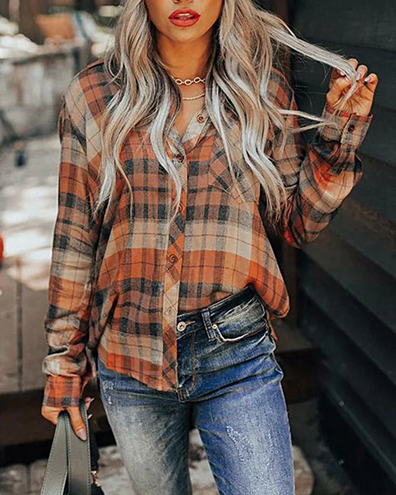 Pumpkin Spice Dreamer Plaid Top