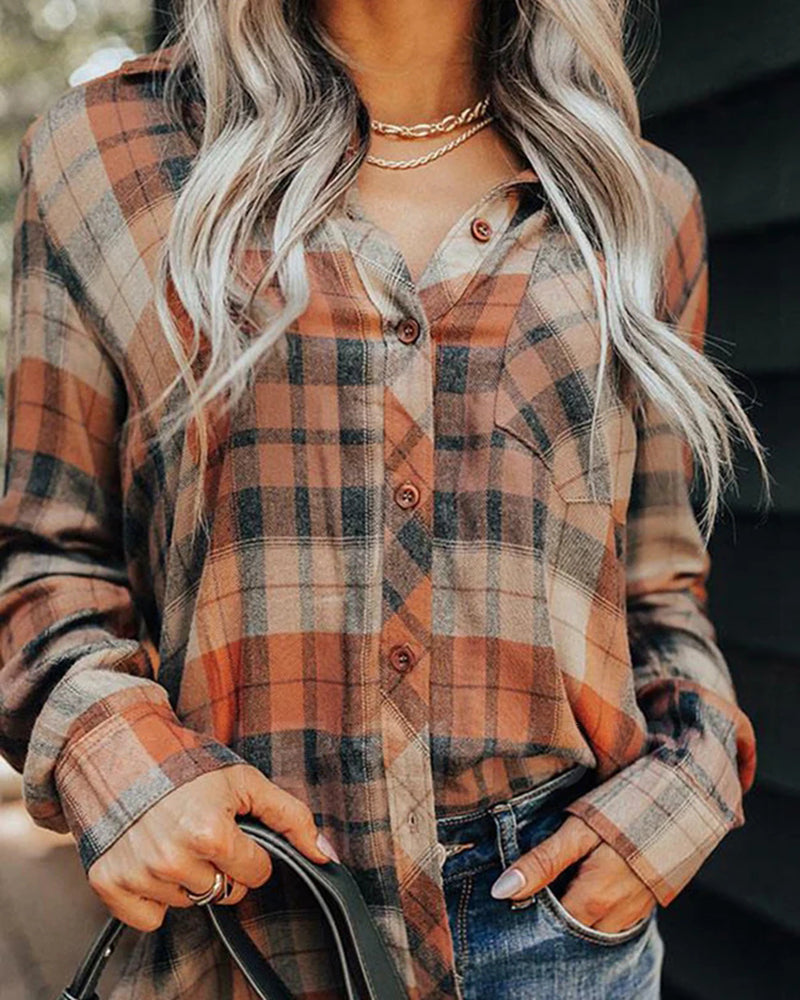 Pumpkin Spice Dreamer Plaid Top