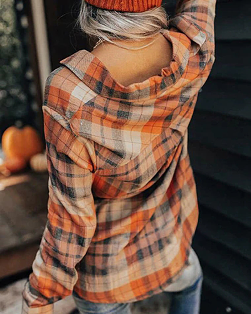 Pumpkin Spice Dreamer Plaid Top