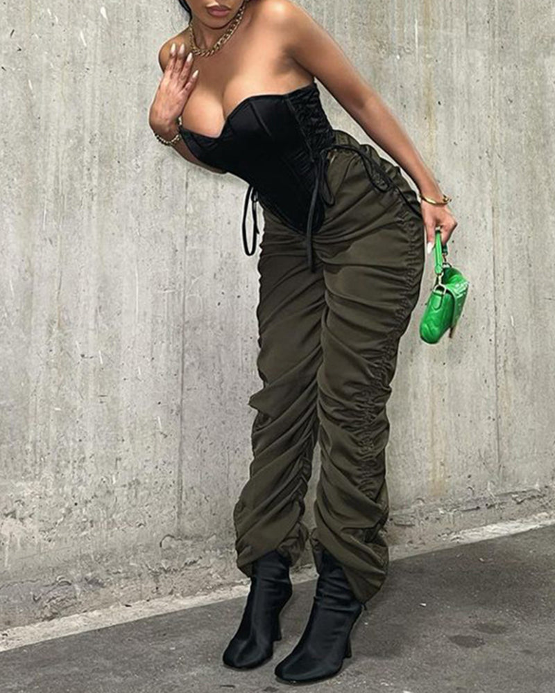 Solid Satin Corset Tube Tanks
