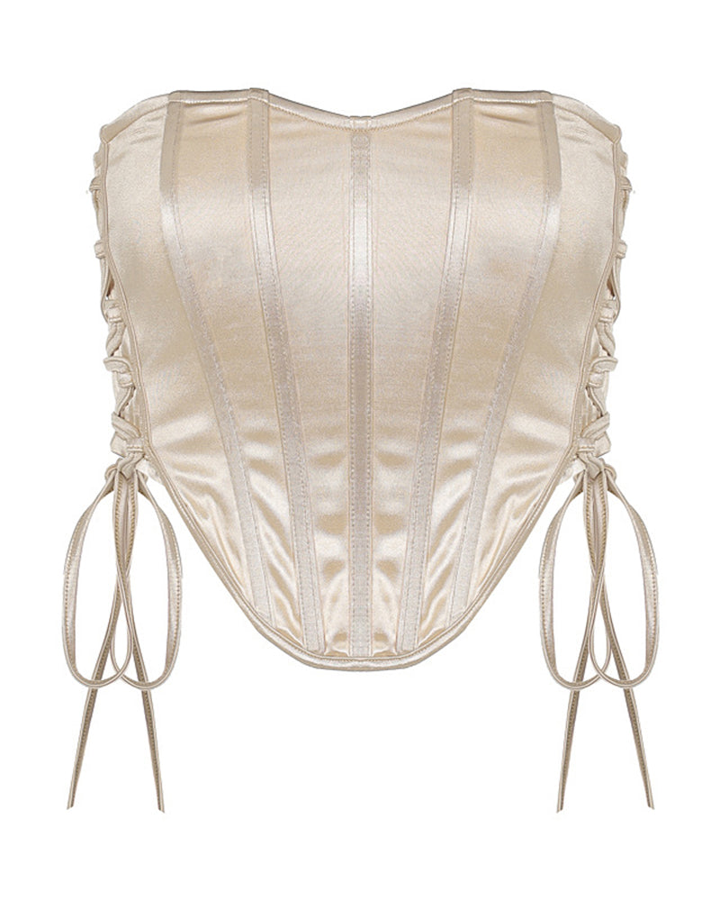 Solid Satin Corset Tube Tanks