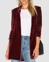 Solid Long Sleeve Blazers Suit Blazer Shawl Lapel Slim Fit Velvet Jackets