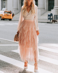 Formal High Low Asymmetrical Midi Tea-Length Elastic Waist Tutu Skirts