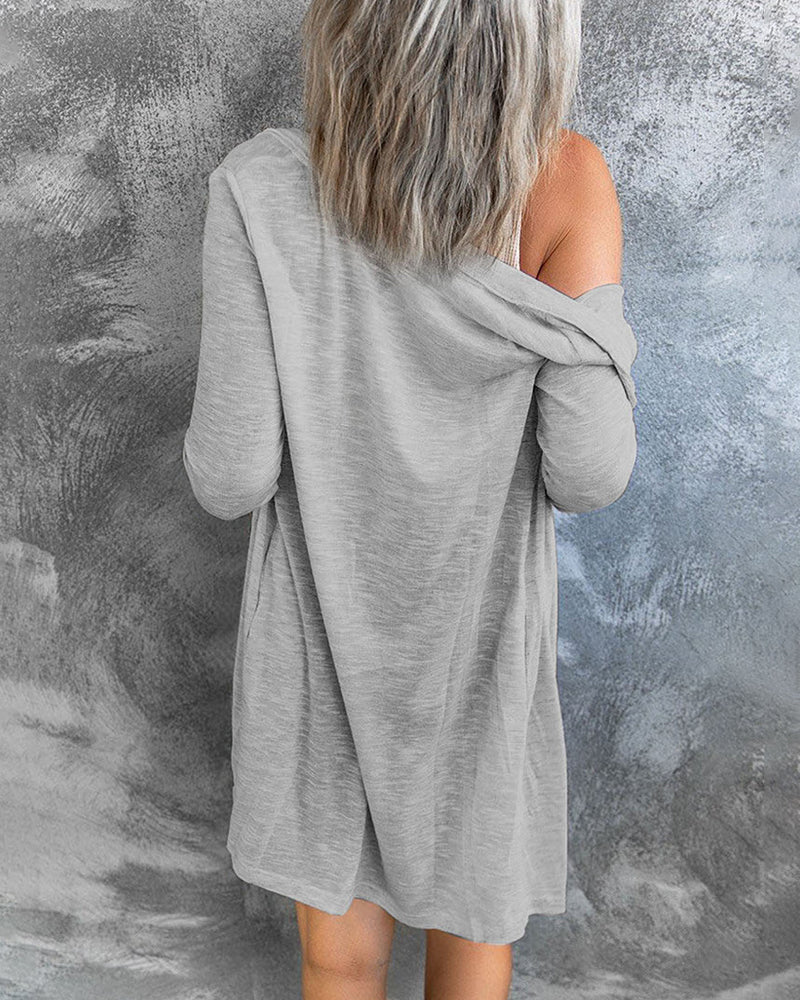 Knitted Plain Classic Shirt Collar Regular Sweater Cardigans