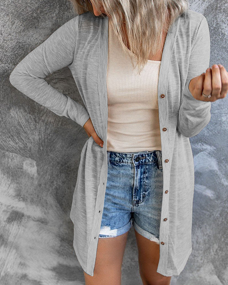 Knitted Plain Classic Shirt Collar Regular Sweater Cardigans