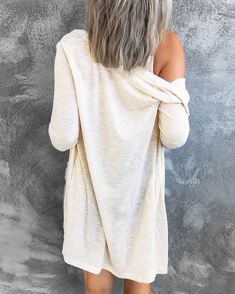 Knitted Plain Classic Shirt Collar Regular Sweater Cardigans