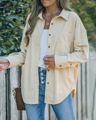 Corduroy Shirts Long Sleeve Oversized Causal Button Down Blouses Tops with Pockets