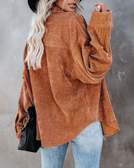 Corduroy Shirts Long Sleeve Oversized Causal Button Down Blouses Tops with Pockets