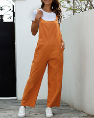 Loose Solid Color Jumpsuit Overalls with Overalls