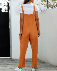 Loose Solid Color Jumpsuit Overalls with Overalls