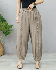 Elastic Waist Plus Size Women's Loose Casual Cropped Pants