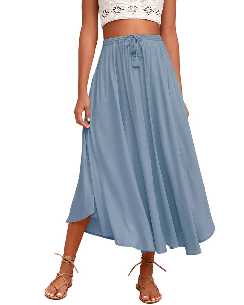 High Waisted Flowy Elastic Skirts , Lightweight Long Skirts - Zeagoo (Us Only)