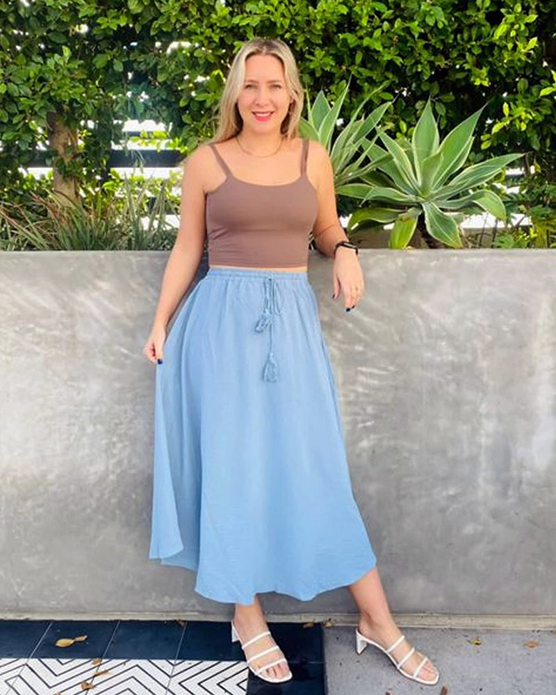 High Waisted Flowy Elastic Skirts , Lightweight Long Skirts - Zeagoo (Us Only)