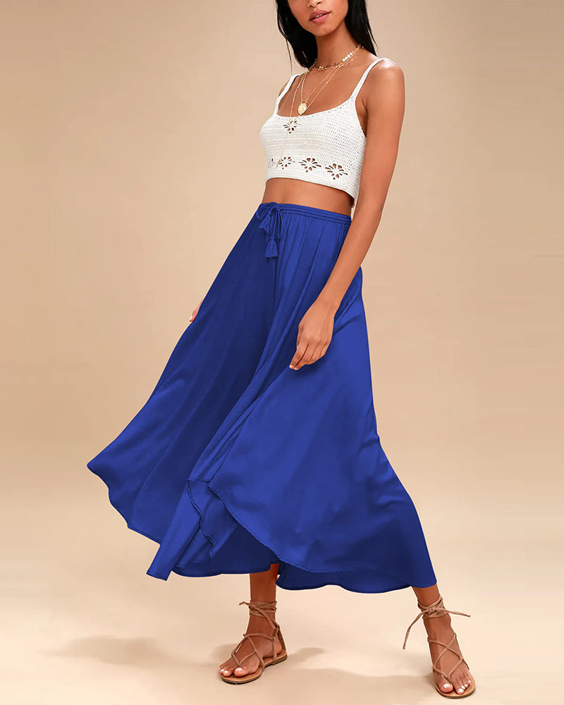 High Waisted Flowy Elastic Skirts , Lightweight Long Skirts - Zeagoo (Us Only)