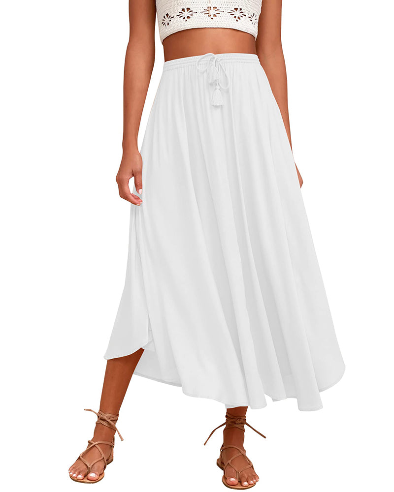 High Waisted Flowy Elastic Skirts , Lightweight Long Skirts - Zeagoo (Us Only)