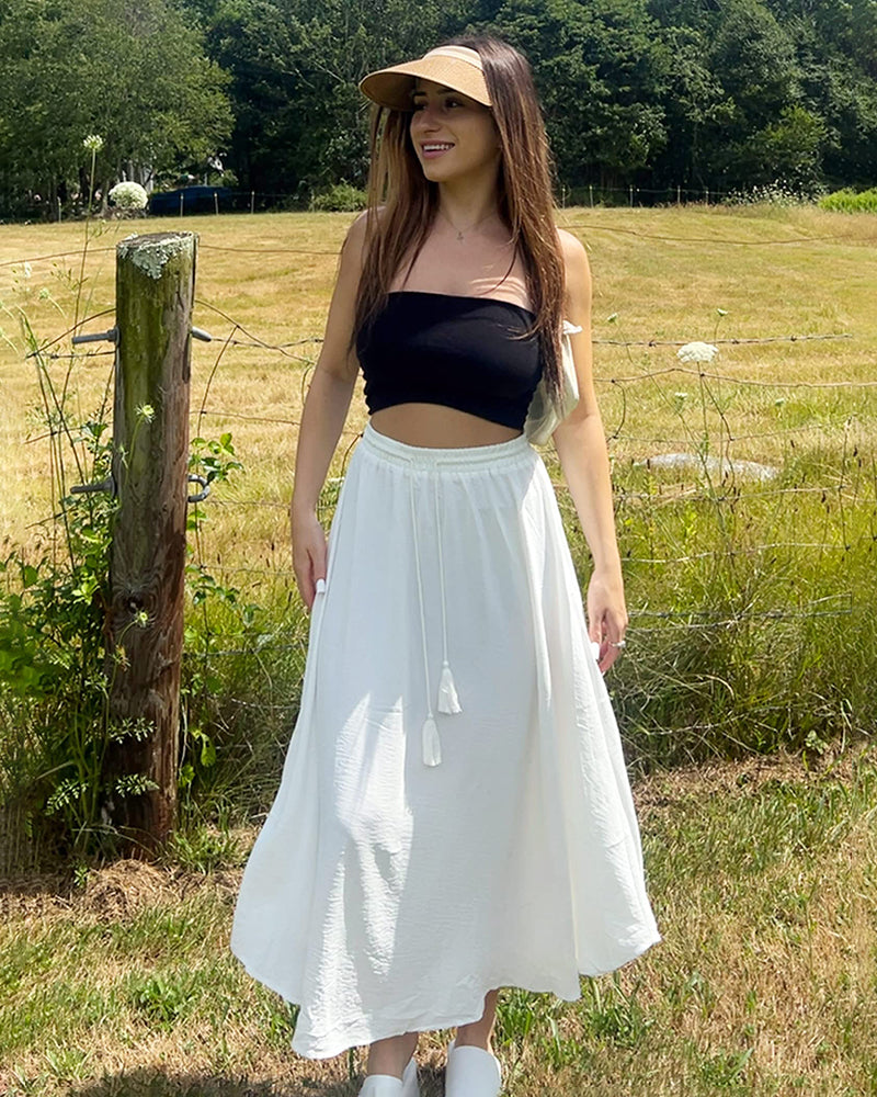 High Waisted Flowy Elastic Skirts , Lightweight Long Skirts - Zeagoo (Us Only)