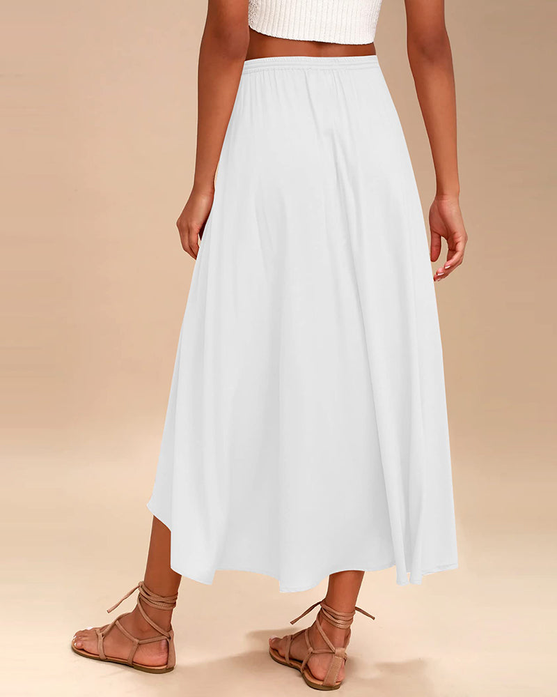 High Waisted Flowy Elastic Skirts , Lightweight Long Skirts - Zeagoo (Us Only)