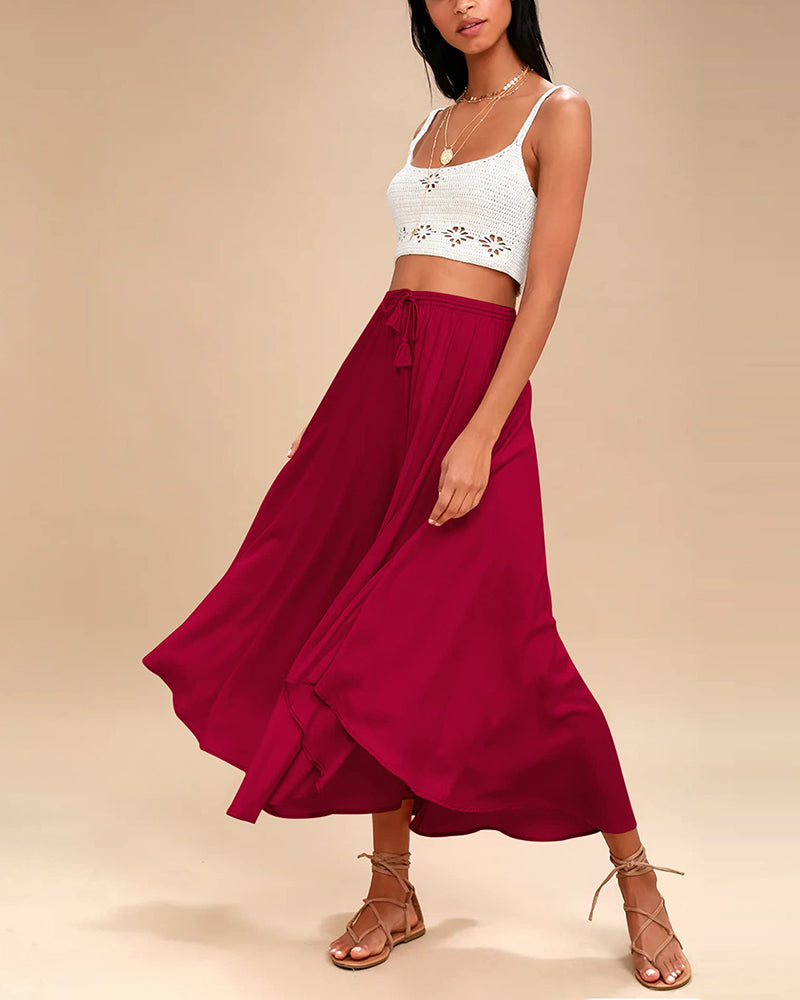 High Waisted Flowy Elastic Skirts , Lightweight Long Skirts - Zeagoo (Us Only)