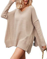 Ribbed V-Neck Oversize Sweater