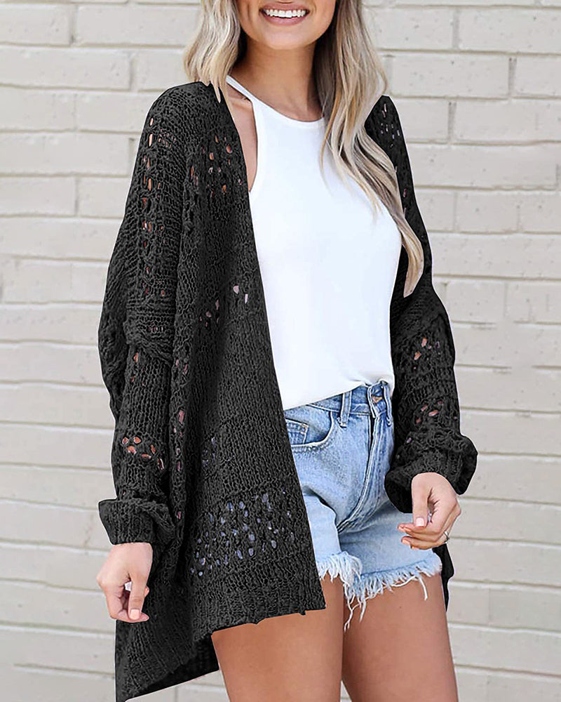 Long Sleeve Cutout Knit Cardigan