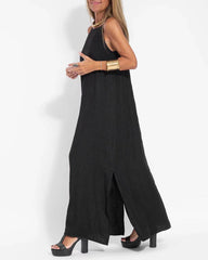 Casual Loose Sleeveless Spaghetti Side Split Maxi Dress