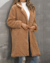 Faux Fur Mid-length Plush Cardigan Coat