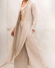 Casual Classic 3Pcs Set Crop Vest Wide Leg Pants and Long Kimono Cardigan