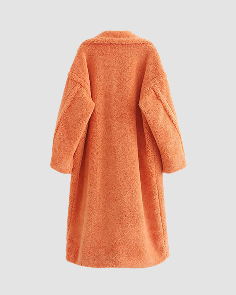 Loose Lamb-wool Coat Teddy Fur Lapel Mid-length Plush Coat