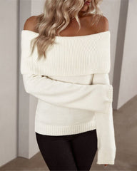 Off Shoulder Fold Over Sweater Sweaters