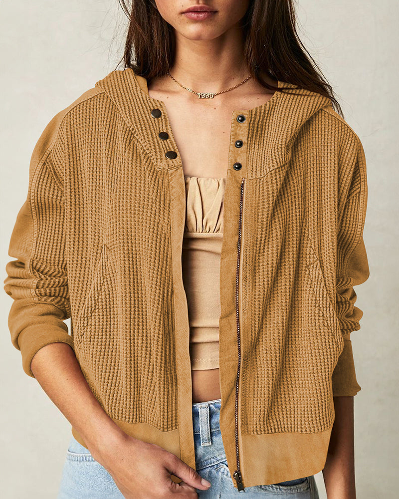 Long Sleeve Loose Slouchy Zip Hoodie Jacket