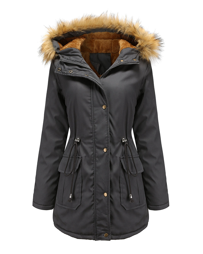 Faux Fur Hood Parka Jacket