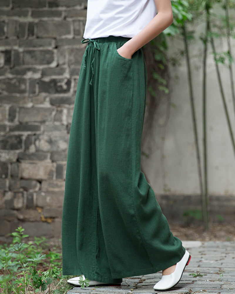 Wide Leg Pants Casual Drawstring Lounge Palazzo Loose Trousers