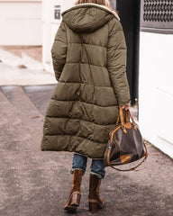 Reversible Sherpa Fleece Long Puffer Coats with Hood Outerwear