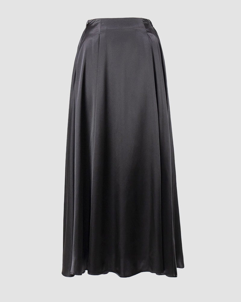 Elegant High Waist Satin Long Skirts