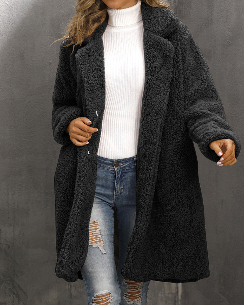 Faux Fur Mid-length Plush Cardigan Coat