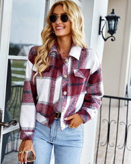 Cropped Shacket Button Down Plaid Jackets Coats