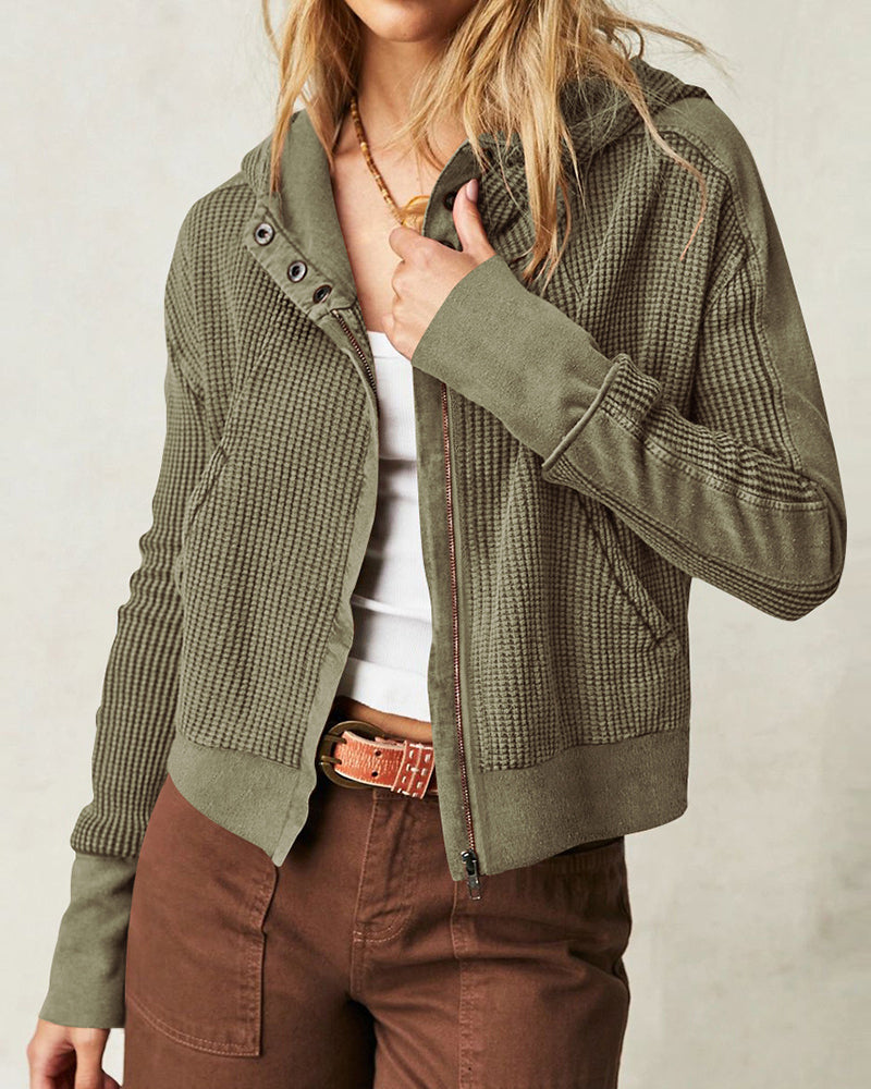 Long Sleeve Loose Slouchy Zip Hoodie Jacket