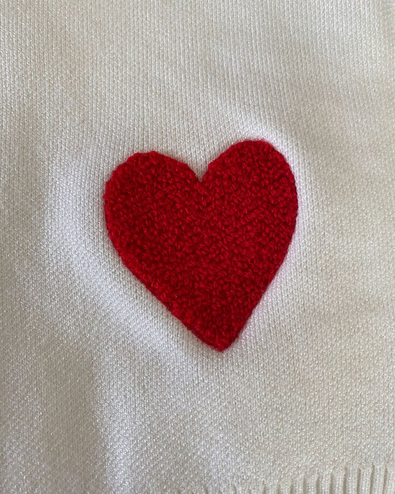 Heart Pattern Embroidered Crew Neck Sweater