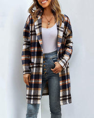 Casual Plaid Long Sleeve Flannel Coat Button Down Fall Jacket Shacket