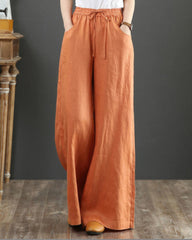 Casual Loose Women Trouser Oversize Pockets Wide Leg Pants