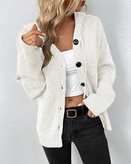 Drawstring Detail Button Front Hooded Cardigan