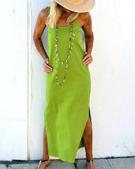 Casual Slim Fit Sleeveless Split Dresses