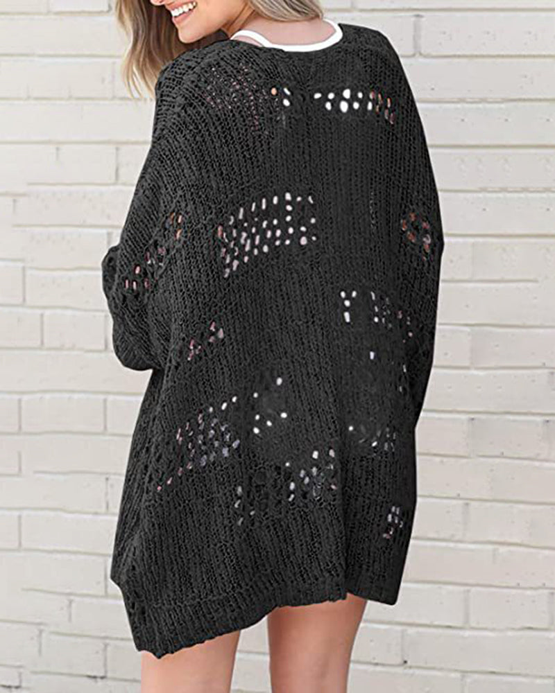 Long Sleeve Cutout Knit Cardigan
