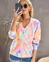 Tie-dye Hoodie Zip Up Casual Jacket Active Sweatshirt