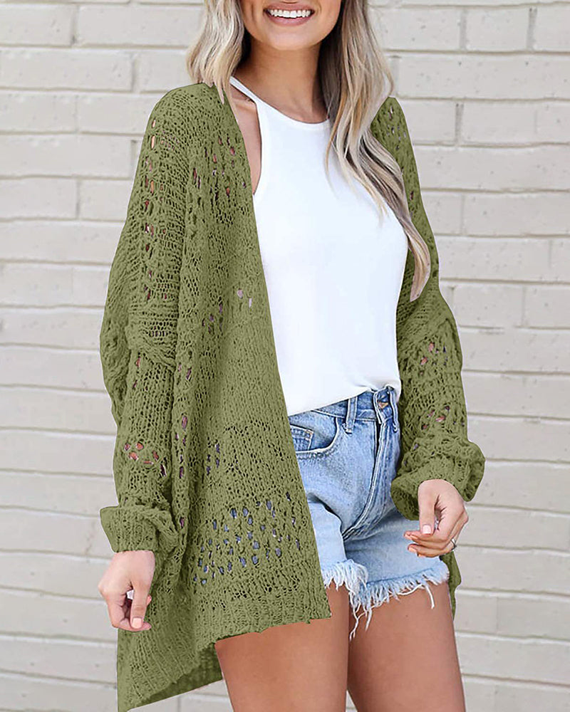 Long Sleeve Cutout Knit Cardigan