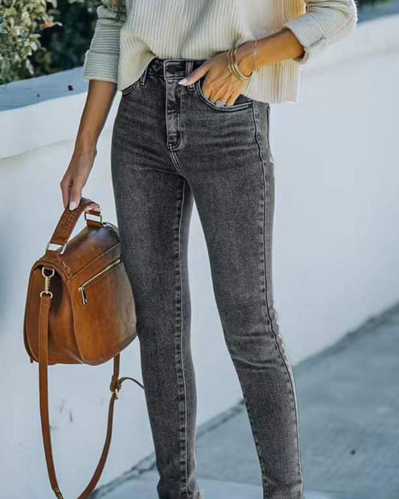 Ankle-length Skinny Jeans with Pockets
