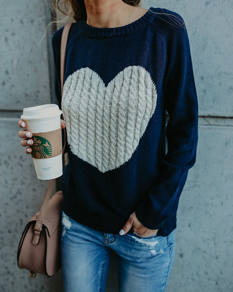 Love Heart Shirt Plus Size Pullover Sweater